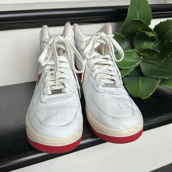 Nike Air Force 1 High Sculpt White Leather Red Swoosh Women’s 10 DC3590-100 - Picture 4 of 7